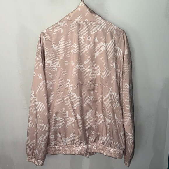 Reebok Women's Mesh Lined Printed Focus Tan White Athletic Track Full Zip Jacket - Picture 5 of 6